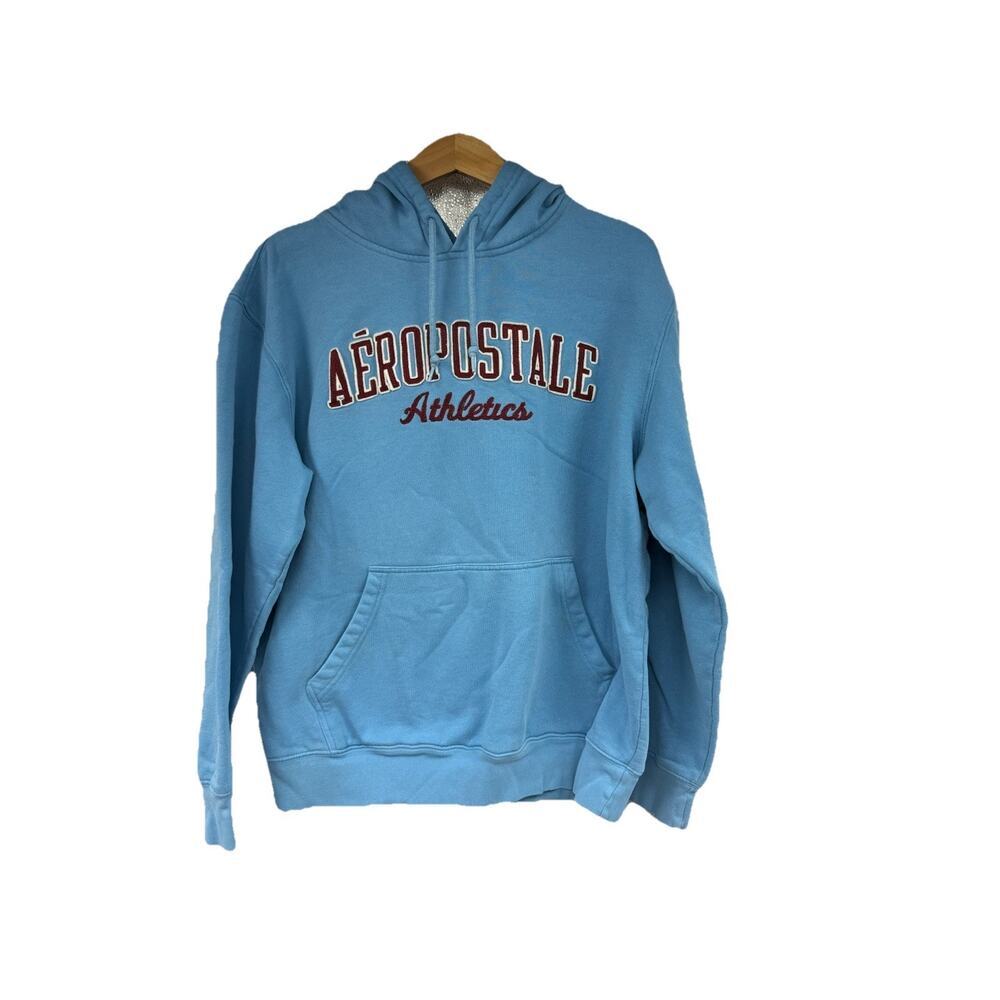 Aeropostale Blue Logo Spellout Y2K Era Heavyweight Pullover Hoodie Men’s M